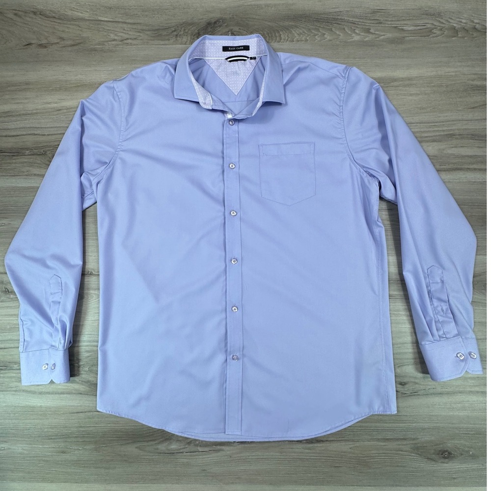 Easy Care‎ Mens Bamboo Blend Stretch Dress Shirt Lavender Purple Size Large